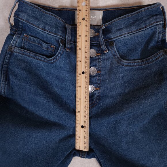 Everlane Vintage Skinny Jeans Womens 25 Regular Blue Button Fly Raw Hem Minimali - Picture 8 of 15